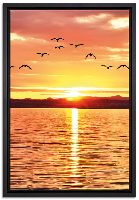 See Abenddämmerung auf Leinwandbild gerahmt Größe 60x40