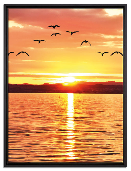 See Abenddämmerung auf Leinwandbild gerahmt Größe 80x60