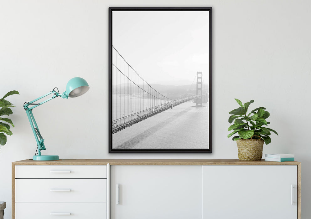 Golden Gate Bridge San Francisco auf Leinwandbild gerahmt verschiedene Größen im Wohnzimmer