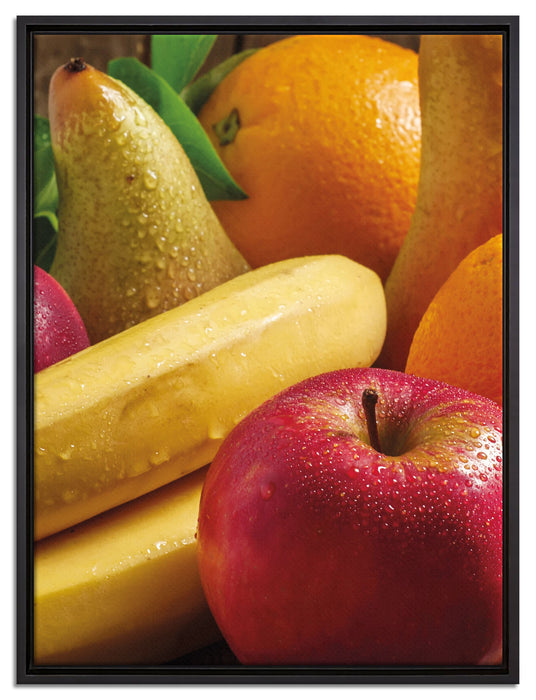 Obst Erdbeeren Kiwi Orangen auf Leinwandbild gerahmt Größe 80x60
