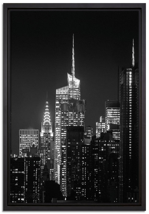 New York von oben schwarz weiß auf Leinwandbild gerahmt Größe 60x40