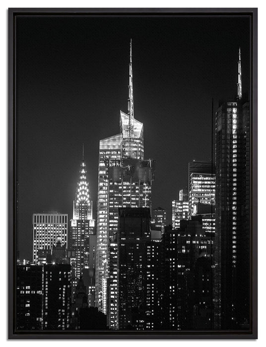 New York von oben schwarz weiß auf Leinwandbild gerahmt Größe 80x60