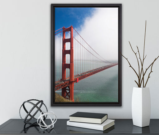 Golden Gate Bridge San Francisco auf Leinwandbild gerahmt mit Kirschblüten