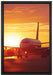 Flugzeug im Sonnenuntergang auf Leinwandbild gerahmt Größe 60x40