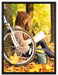 Teenager Girl with Bike auf Leinwandbild gerahmt Größe 80x60