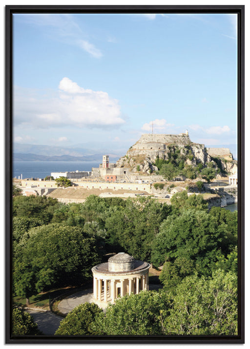 Griechische Entspannungsoase auf Leinwandbild gerahmt Größe 100x70