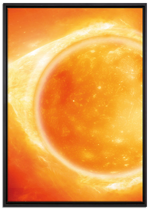 Sonne Feuerball auf Leinwandbild gerahmt Größe 100x70