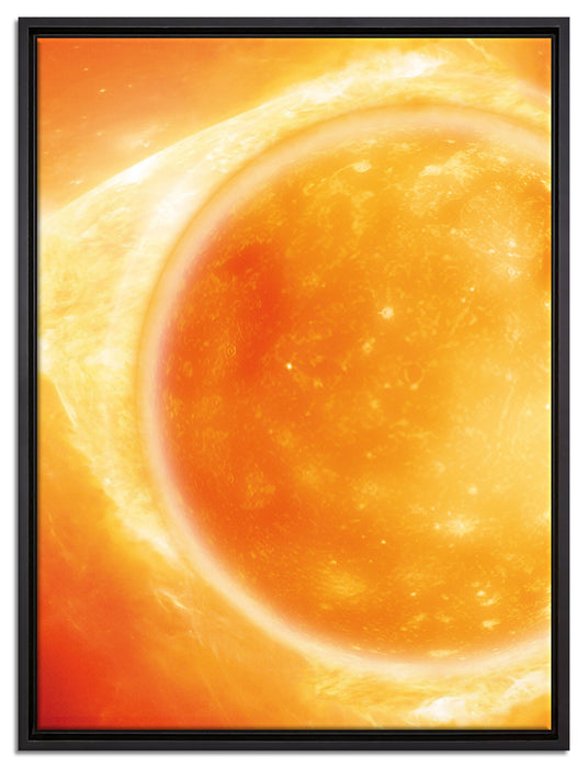 Sonne Feuerball auf Leinwandbild gerahmt Größe 80x60