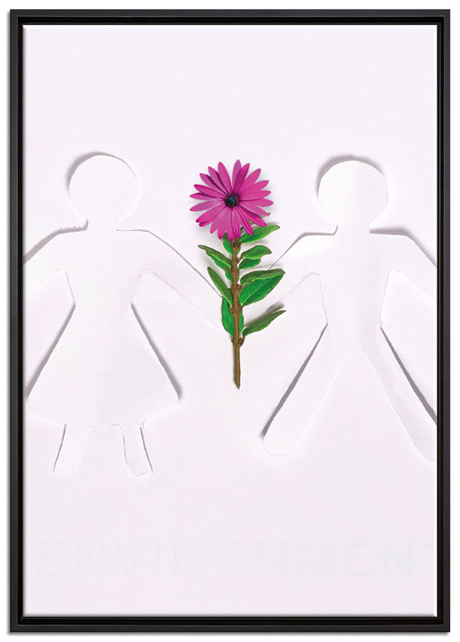 Pärchen mit Blume auf Leinwandbild gerahmt Größe 100x70