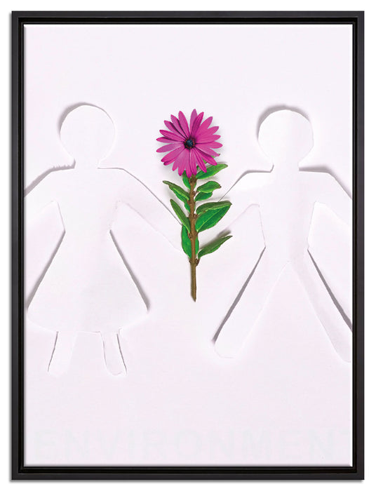 Pärchen mit Blume auf Leinwandbild gerahmt Größe 80x60