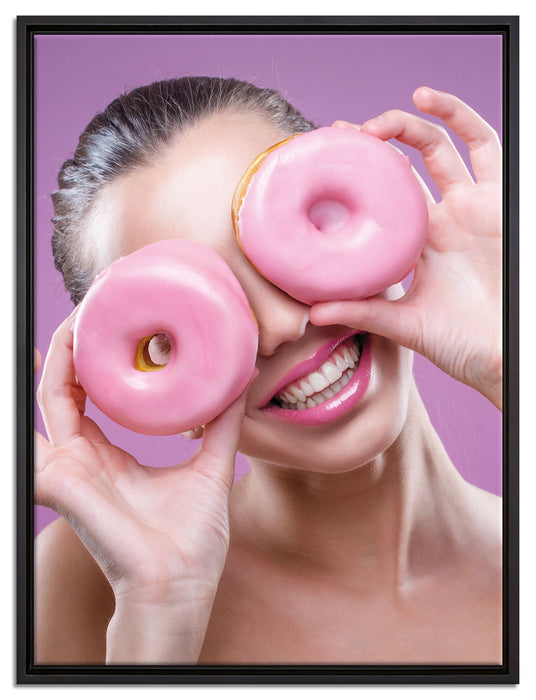 Lustige Donuts auf Leinwandbild gerahmt Größe 80x60
