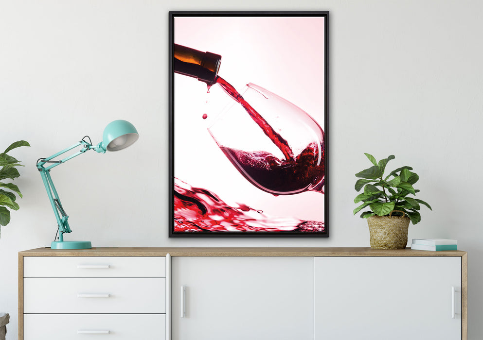 Wein auf Leinwandbild gerahmt verschiedene Größen im Wohnzimmer