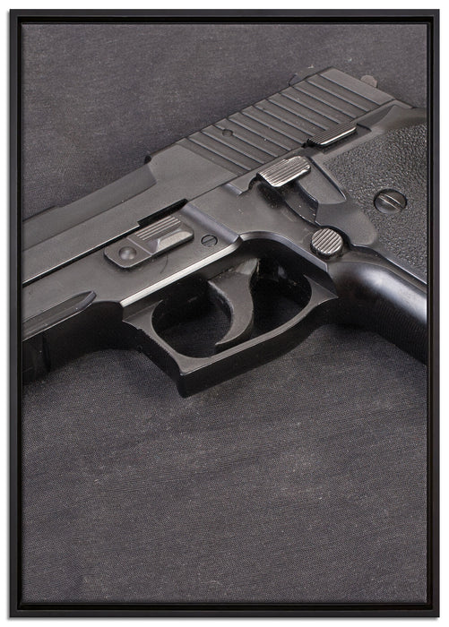 Waffe auf Leinwandbild gerahmt Größe 100x70