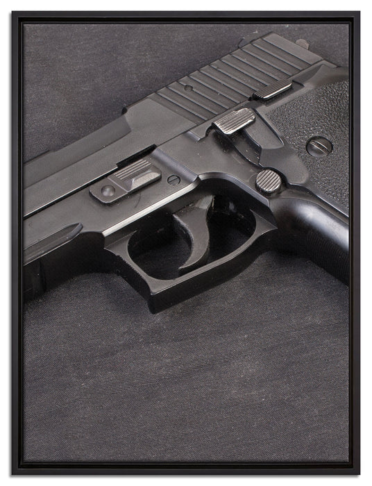 Waffe auf Leinwandbild gerahmt Größe 80x60