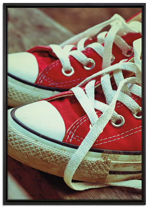 Coole Rote Schuhe auf Leinwandbild gerahmt Größe 100x70