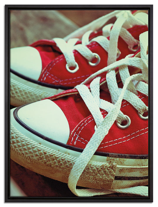 Coole Rote Schuhe auf Leinwandbild gerahmt Größe 80x60