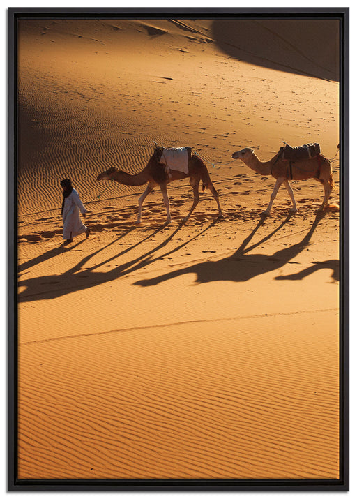 Kamelkarawane in der Wüste auf Leinwandbild gerahmt Größe 100x70