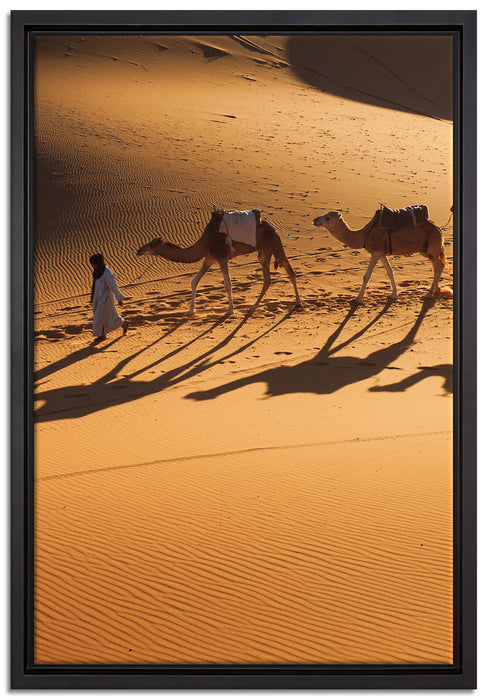Kamelkarawane in der Wüste auf Leinwandbild gerahmt Größe 60x40
