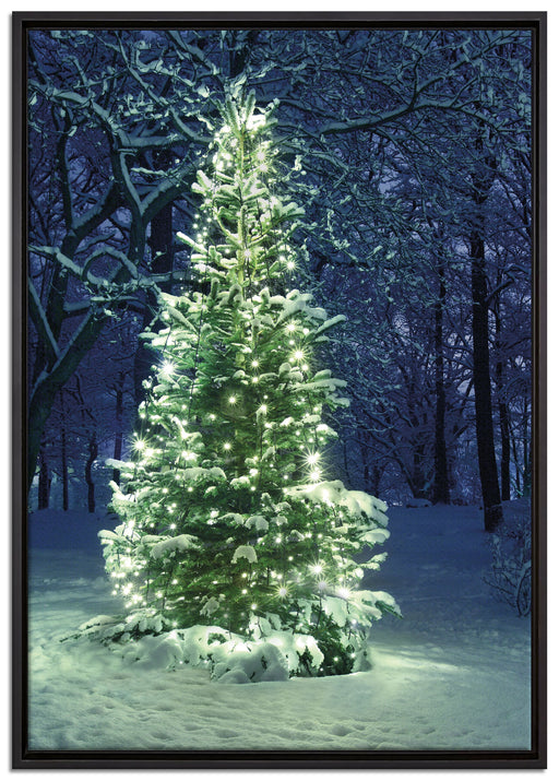 Leuchtender Weihnachtsbaum auf Leinwandbild gerahmt Größe 100x70