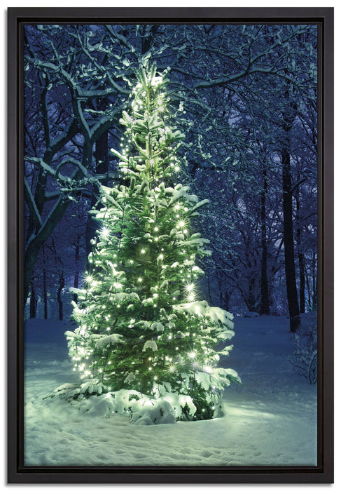 Leuchtender Weihnachtsbaum auf Leinwandbild gerahmt Größe 60x40