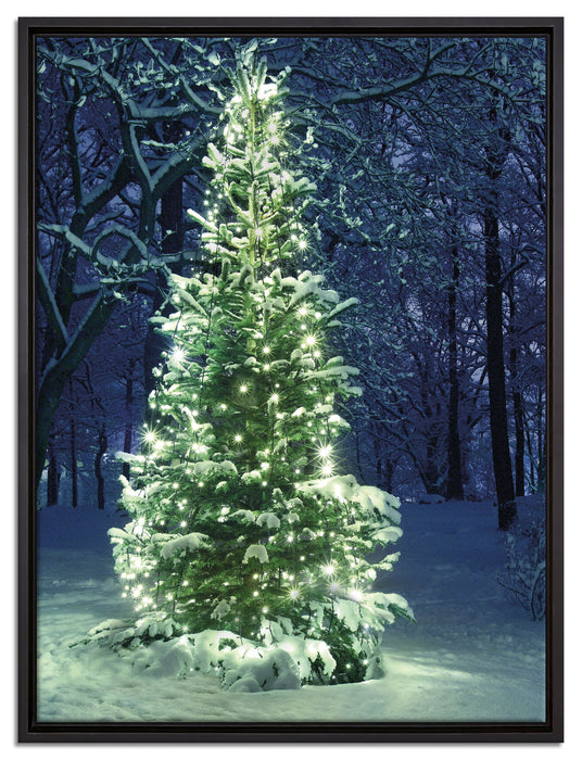 Leuchtender Weihnachtsbaum auf Leinwandbild gerahmt Größe 80x60