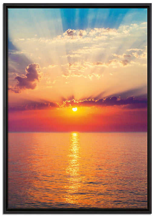 Meer im Sonnenaufgang auf Leinwandbild gerahmt Größe 100x70