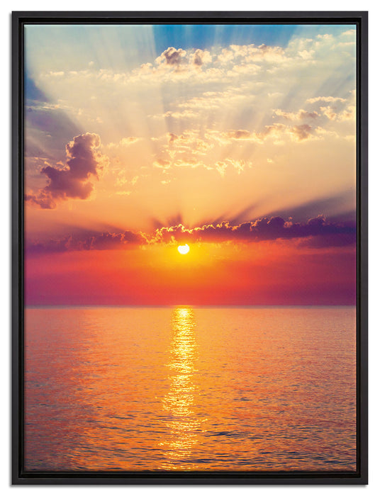 Meer im Sonnenaufgang auf Leinwandbild gerahmt Größe 80x60