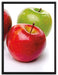 Bunte Äpfel schwarzer Hintergrund auf Leinwandbild gerahmt Größe 80x60