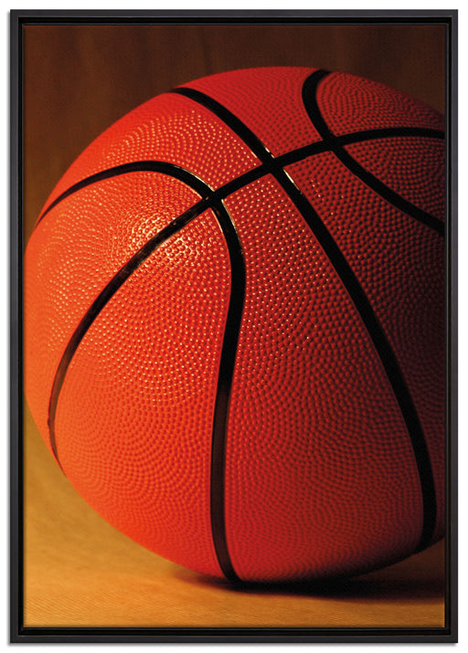Basketball schwarzer Hintergrund auf Leinwandbild gerahmt Größe 100x70