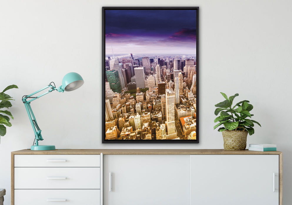 Skyline New York auf Leinwandbild gerahmt verschiedene Größen im Wohnzimmer