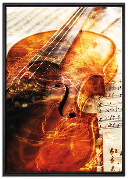 Geige auf Leinwandbild gerahmt Größe 100x70
