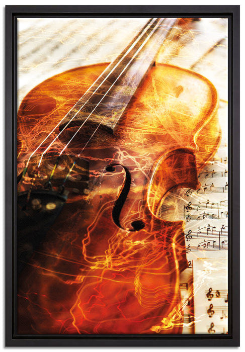 Geige auf Leinwandbild gerahmt Größe 60x40