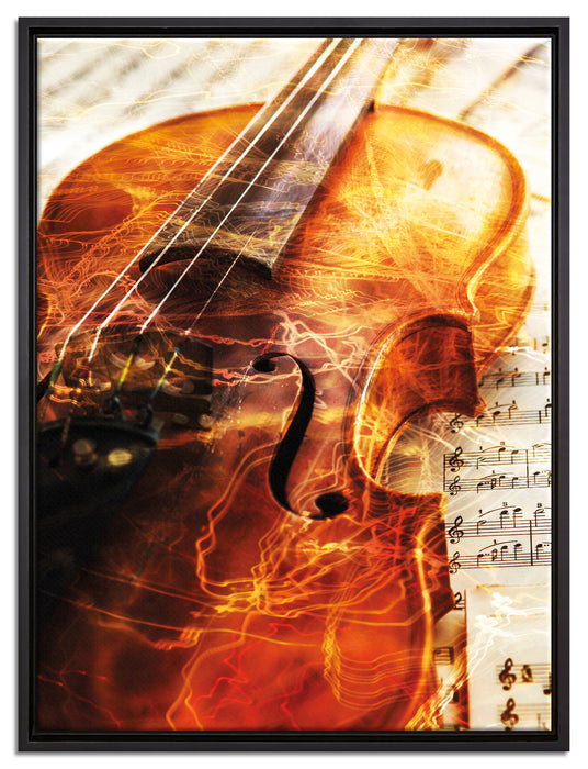 Geige auf Leinwandbild gerahmt Größe 80x60