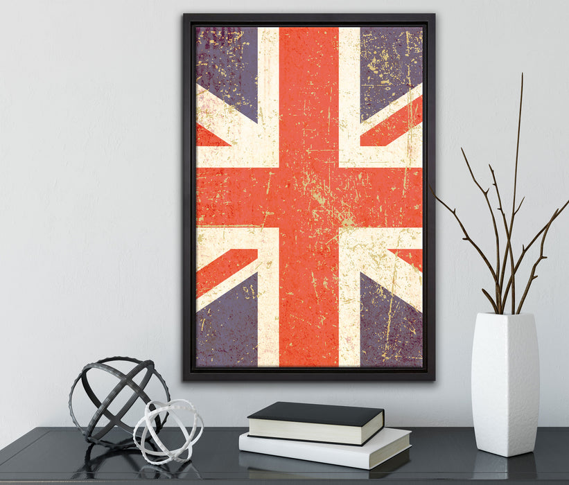 Union Jack auf Leinwandbild gerahmt mit Kirschblüten