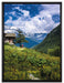 Wunderschöne Berghütte auf Leinwandbild gerahmt Größe 80x60