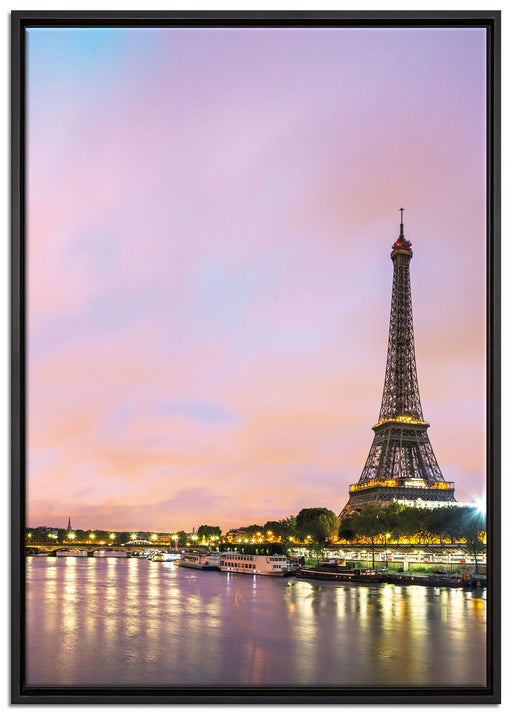 Eifelturm Paris bei Nacht auf Leinwandbild gerahmt Größe 100x70