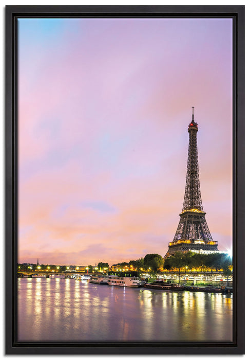 Eifelturm Paris bei Nacht auf Leinwandbild gerahmt Größe 60x40