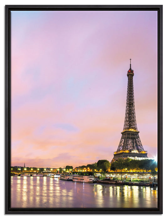 Eifelturm Paris bei Nacht auf Leinwandbild gerahmt Größe 80x60