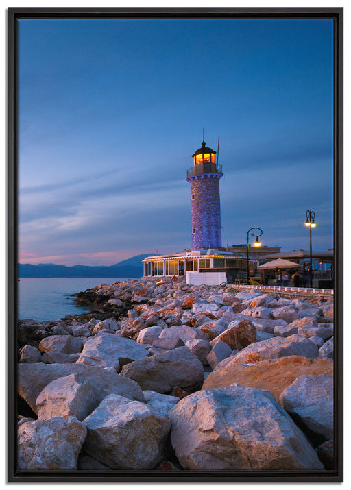 Leuchtturm bei Ebbe auf Leinwandbild gerahmt Größe 100x70