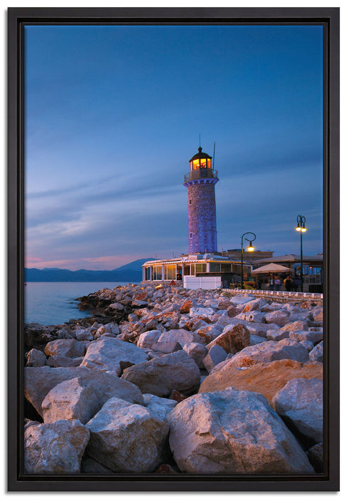 Leuchtturm bei Ebbe auf Leinwandbild gerahmt Größe 60x40