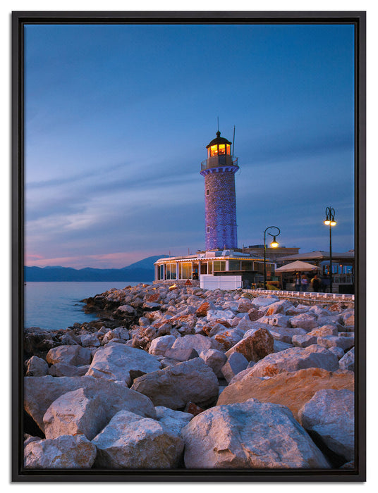 Leuchtturm bei Ebbe auf Leinwandbild gerahmt Größe 80x60