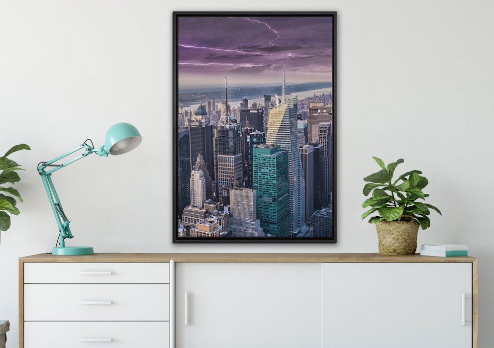 Skyline New York auf Leinwandbild gerahmt verschiedene Größen im Wohnzimmer