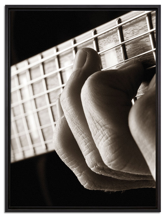 Gitarre spielen auf Leinwandbild gerahmt Größe 80x60