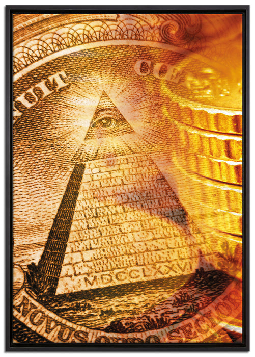 Illuminati Pyramide auf Leinwandbild gerahmt Größe 100x70