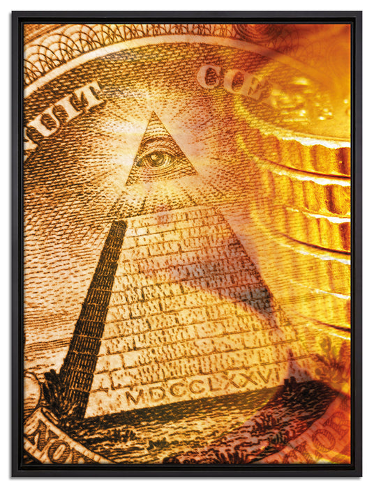 Illuminati Pyramide auf Leinwandbild gerahmt Größe 80x60