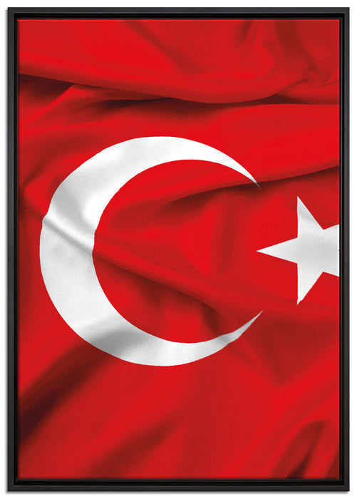 Turkey flag Türkei Flagge auf Leinwandbild gerahmt Größe 100x70