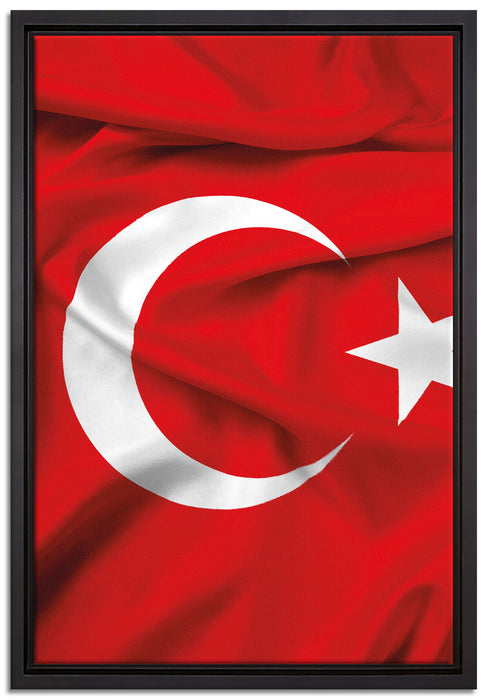 Turkey flag Türkei Flagge auf Leinwandbild gerahmt Größe 60x40