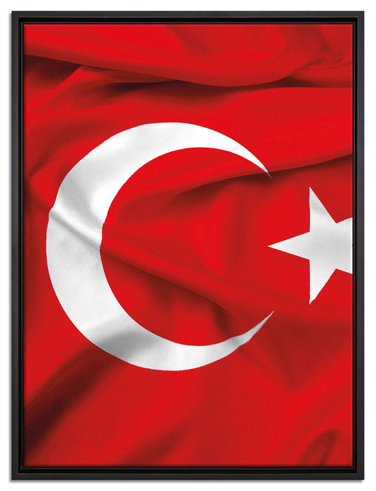 Turkey flag Türkei Flagge auf Leinwandbild gerahmt Größe 80x60