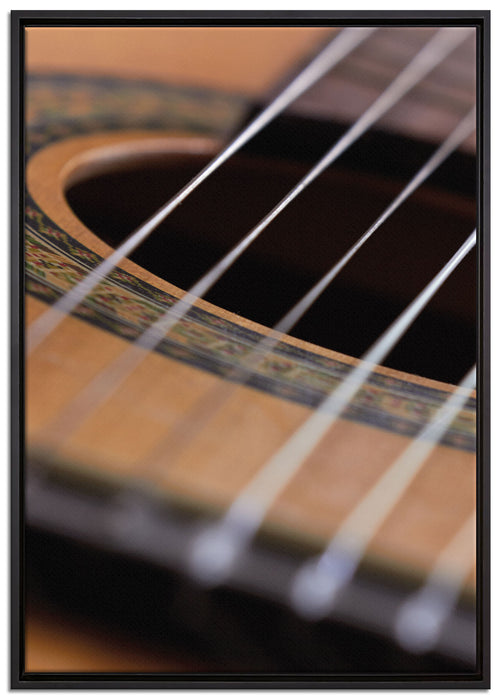 Gitarrensaiten Musik auf Leinwandbild gerahmt Größe 100x70