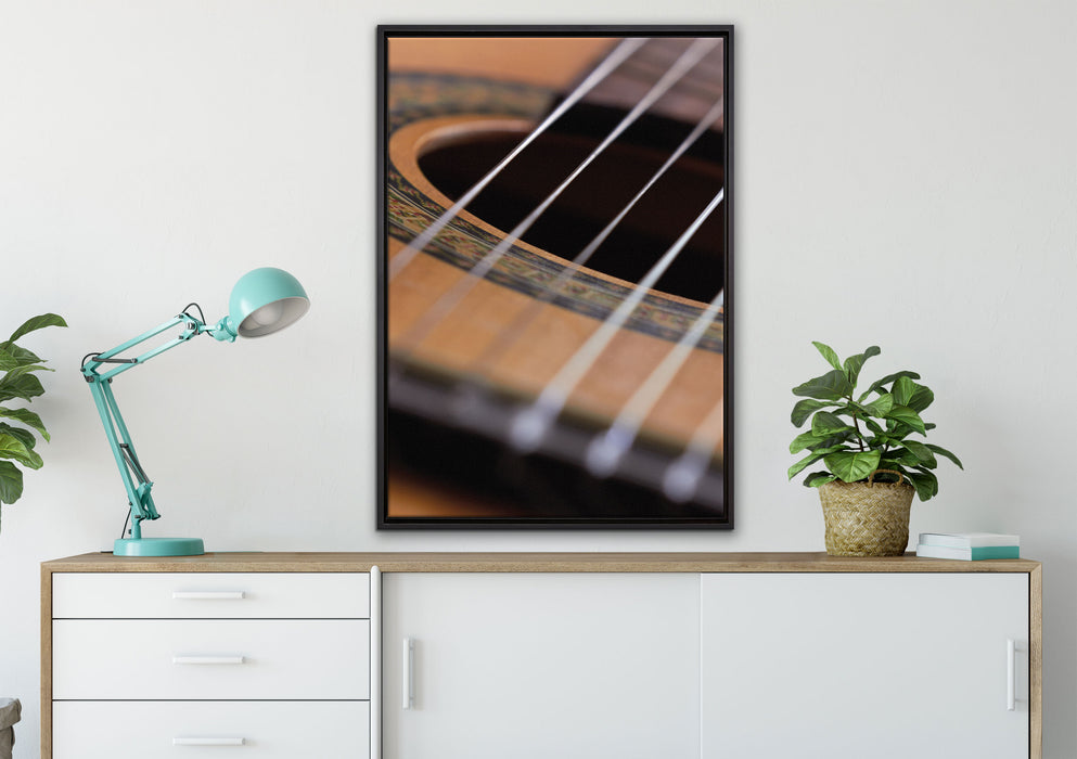Gitarrensaiten Musik auf Leinwandbild gerahmt verschiedene Größen im Wohnzimmer